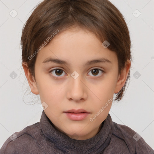 Neutral white child female with short  brown hair and brown eyes