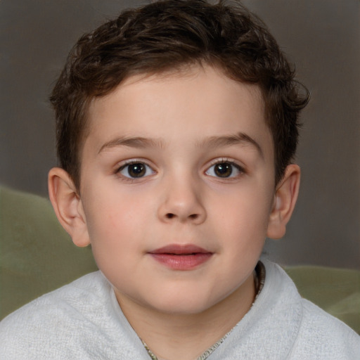 Neutral white child male with short  brown hair and brown eyes