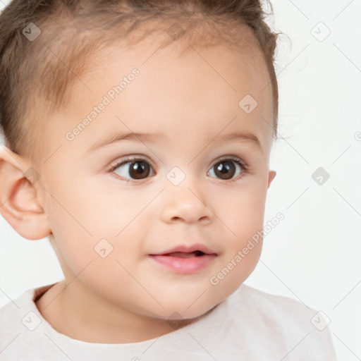 Neutral white child female with short  brown hair and brown eyes