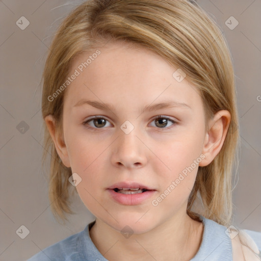 Neutral white child female with medium  brown hair and brown eyes