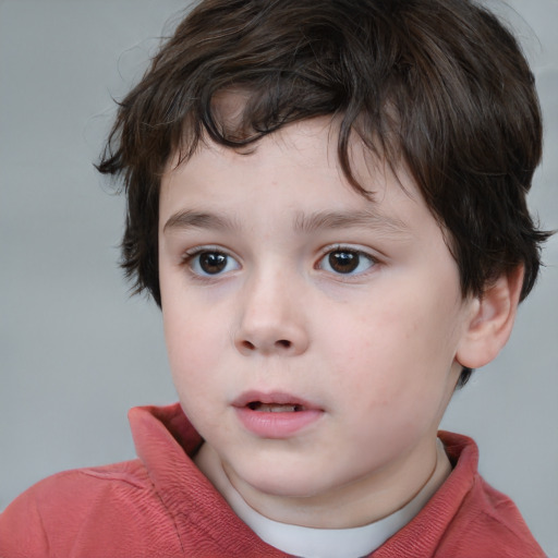 Neutral white child male with short  brown hair and brown eyes