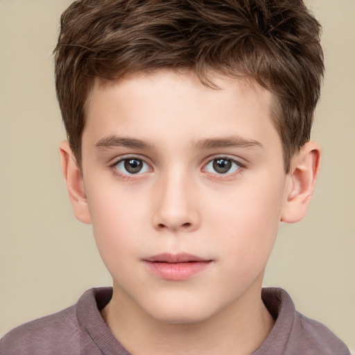 Neutral white child male with short  brown hair and brown eyes