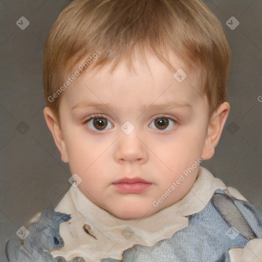 Neutral white child male with short  brown hair and brown eyes