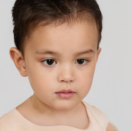 Neutral white child female with short  brown hair and brown eyes