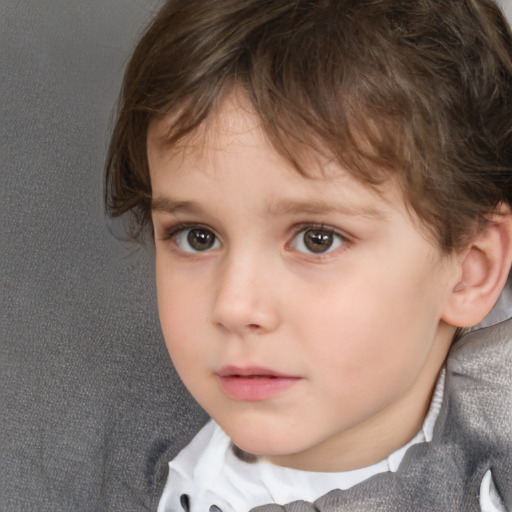 Neutral white child male with short  brown hair and brown eyes