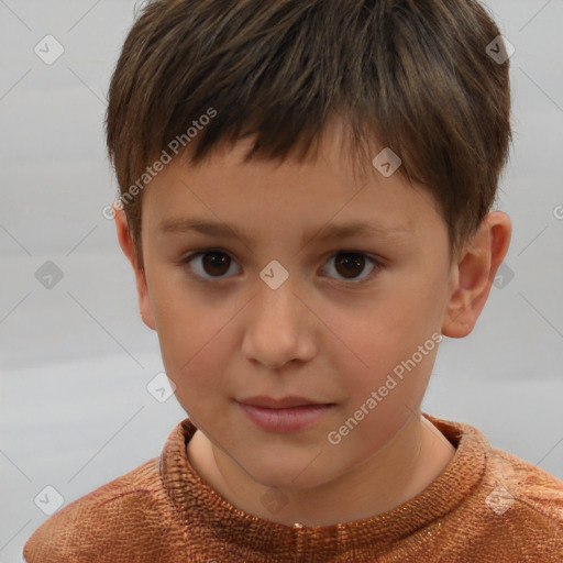 Neutral white child male with short  brown hair and brown eyes