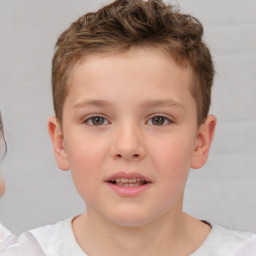 Neutral white child male with short  brown hair and brown eyes