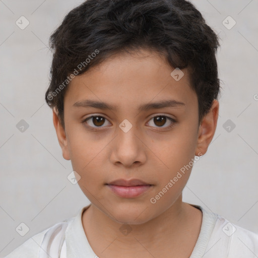 Neutral white child female with short  brown hair and brown eyes