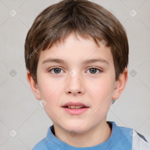 Neutral white child male with short  brown hair and brown eyes