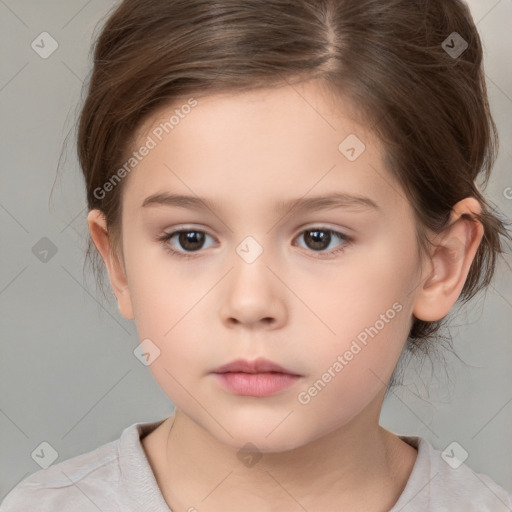 Neutral white child female with medium  brown hair and brown eyes