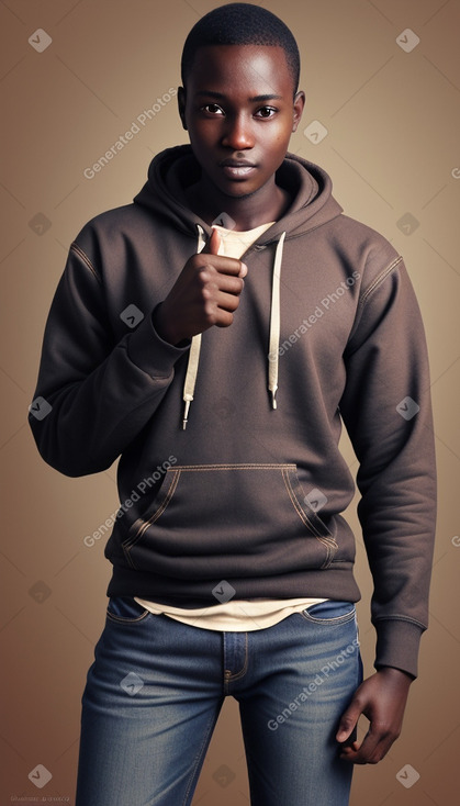 Ugandan young adult male with  brown hair