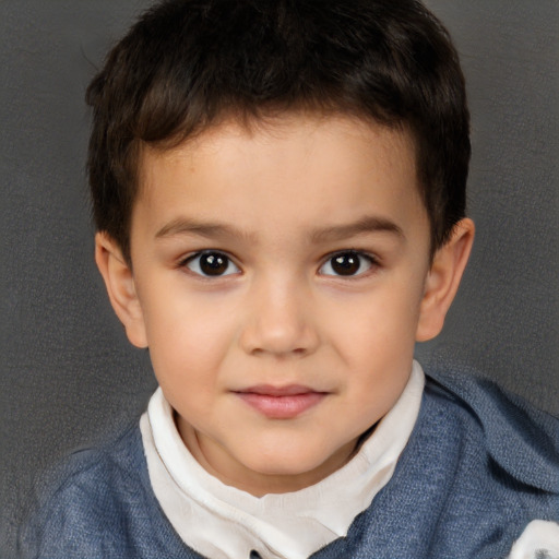 Neutral white child male with short  brown hair and brown eyes