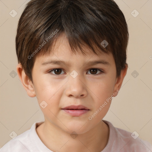 Neutral white child male with short  brown hair and brown eyes