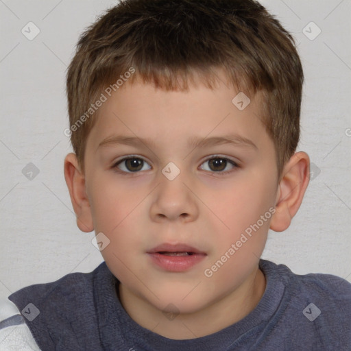 Neutral white child male with short  brown hair and brown eyes