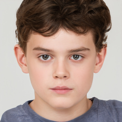 Neutral white child male with short  brown hair and brown eyes