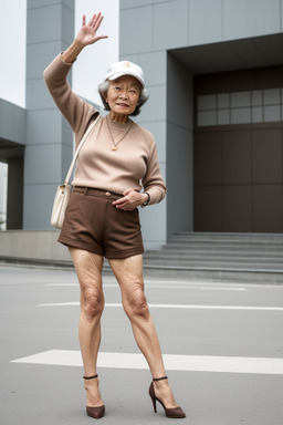 Korean elderly female with  brown hair