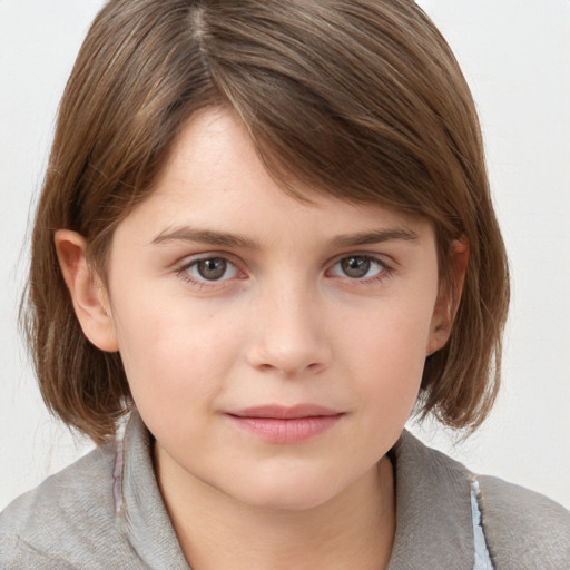 Neutral white young-adult female with medium  brown hair and grey eyes