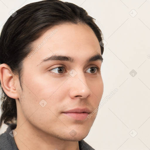 Neutral white young-adult male with medium  brown hair and brown eyes