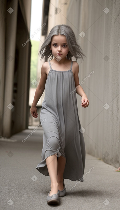 Italian child girl with  gray hair