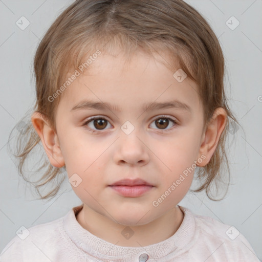 Neutral white child female with medium  brown hair and brown eyes