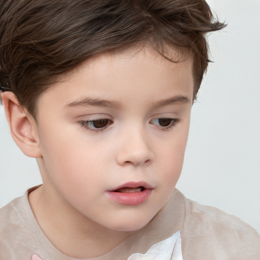 Neutral white child female with short  brown hair and brown eyes