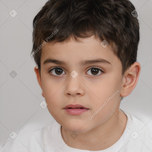 Neutral white child male with short  brown hair and brown eyes