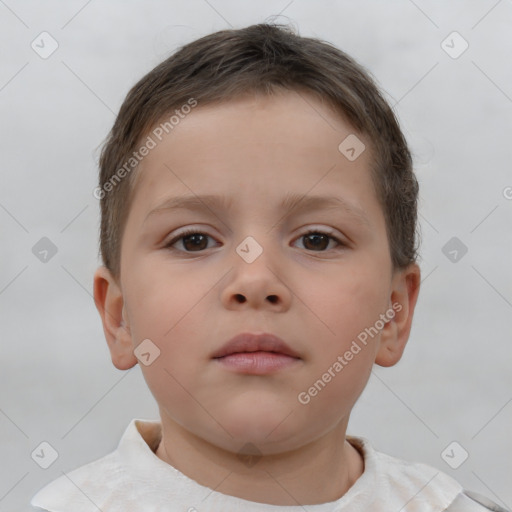 Neutral white child male with short  brown hair and brown eyes