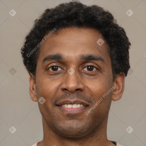 Neutral latino young-adult male with short  brown hair and brown eyes