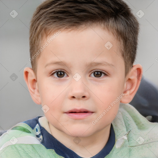 Neutral white child male with short  brown hair and brown eyes