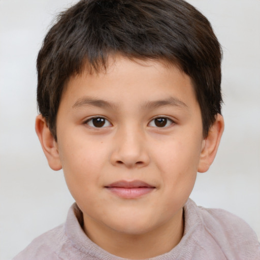 Neutral white child male with short  brown hair and brown eyes
