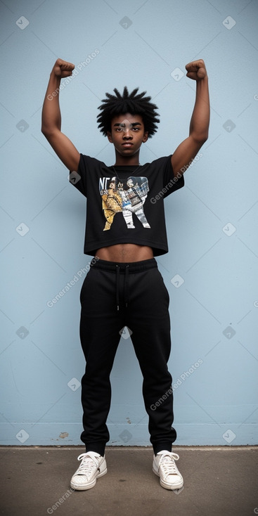 African american teenager male with  black hair