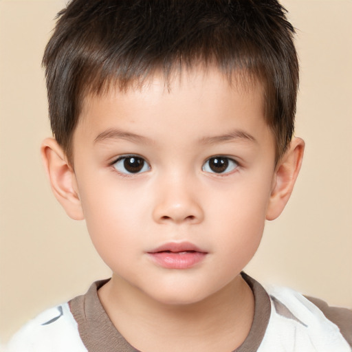 Neutral white child male with short  brown hair and brown eyes