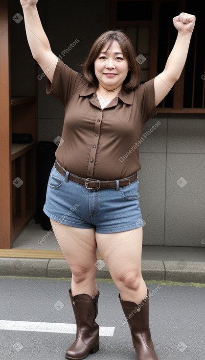 Japanese middle-aged female with  brown hair