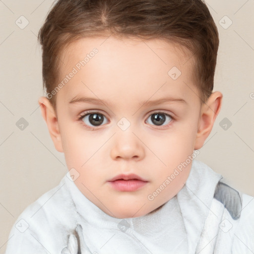 Neutral white child female with short  brown hair and brown eyes