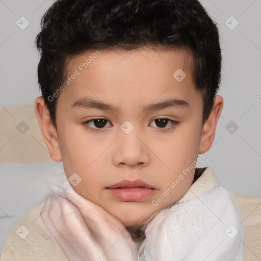 Neutral white child male with short  brown hair and brown eyes