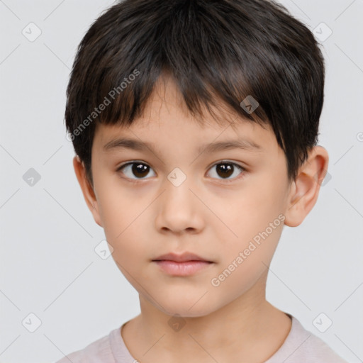 Neutral white child male with short  brown hair and brown eyes