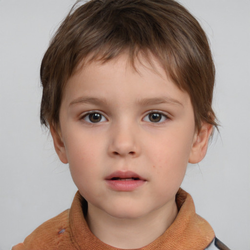 Neutral white child male with short  brown hair and brown eyes