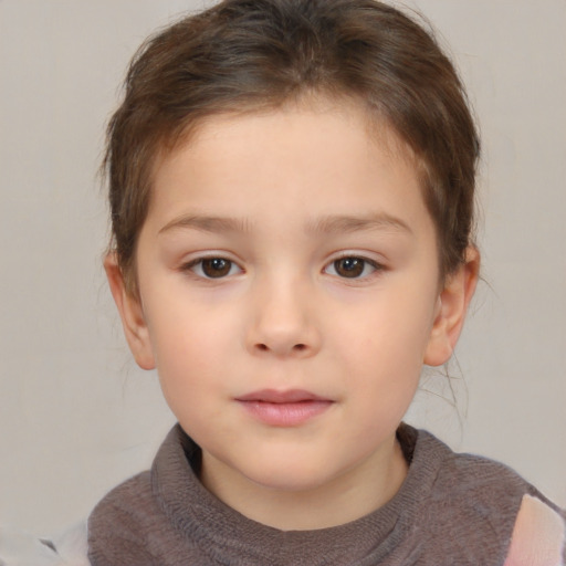 Neutral white child female with short  brown hair and brown eyes