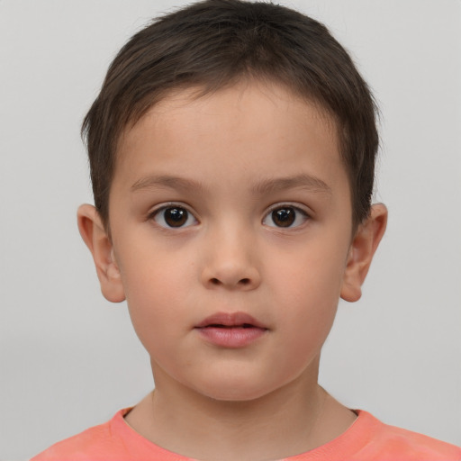 Neutral white child female with short  brown hair and brown eyes