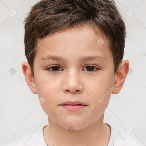 Neutral white child male with short  brown hair and brown eyes