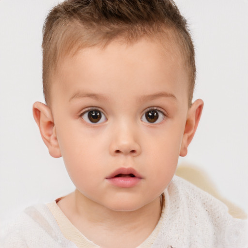 Neutral white child female with short  brown hair and brown eyes