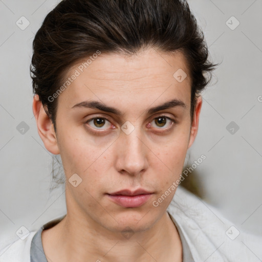 Neutral white young-adult male with medium  brown hair and brown eyes