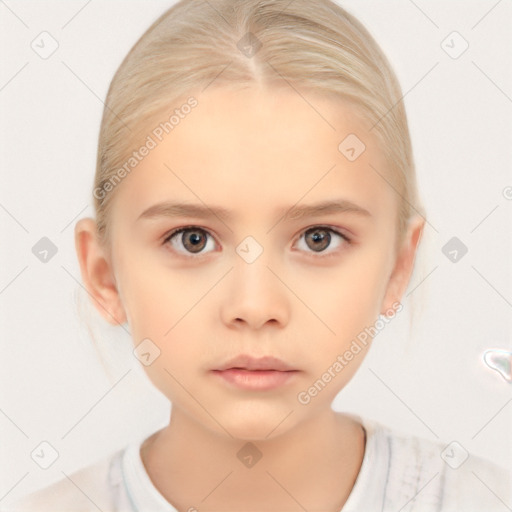 Neutral white child female with medium  brown hair and brown eyes