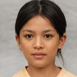 Neutral asian young-adult female with medium  brown hair and brown eyes