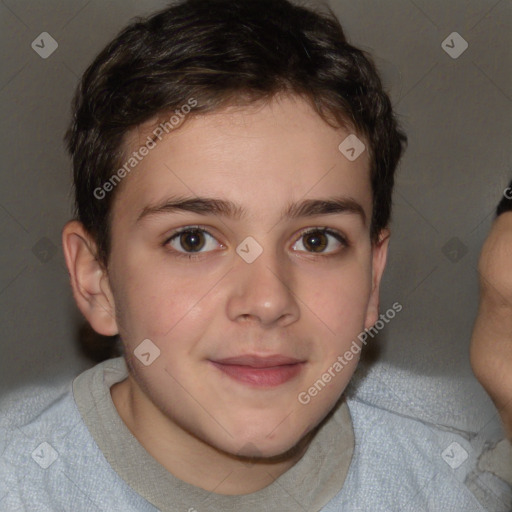 Neutral white child male with short  brown hair and brown eyes