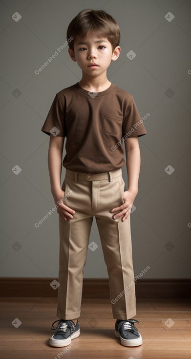 South korean child boy with  brown hair