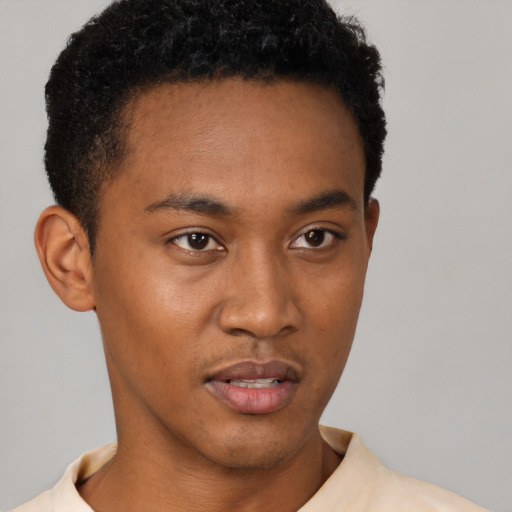 Neutral latino young-adult male with short  brown hair and brown eyes