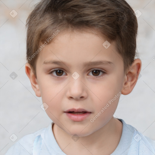 Neutral white child male with short  brown hair and brown eyes