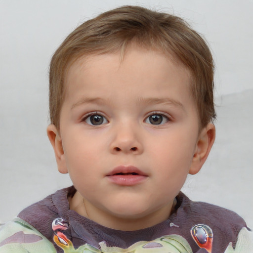 Neutral white child male with short  brown hair and brown eyes