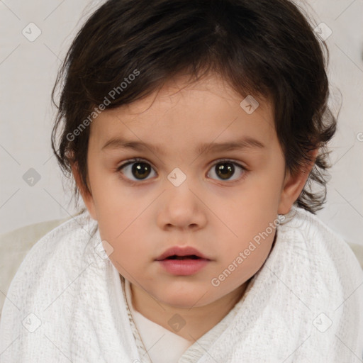 Neutral white child female with medium  brown hair and brown eyes